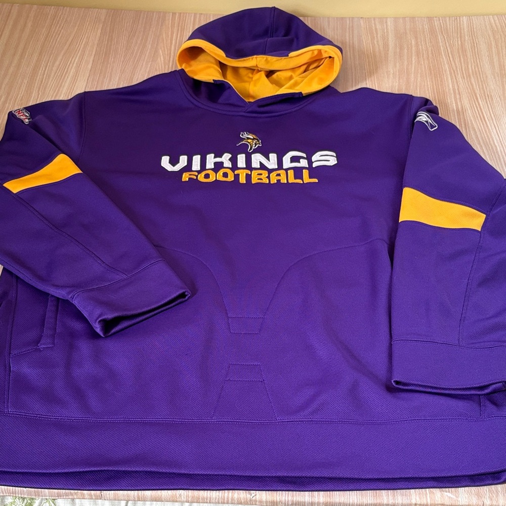 Reebok NFl Authentic sideline Minnesota Vikings hoodie sweatshirt purple gold